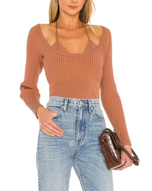 Simkhai Ribbed Orange Jayline Top Size S